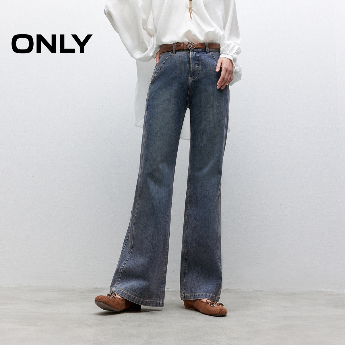 ONLY2025夏季新款复古百搭高腰显瘦喇叭裤牛仔裤女|125232037