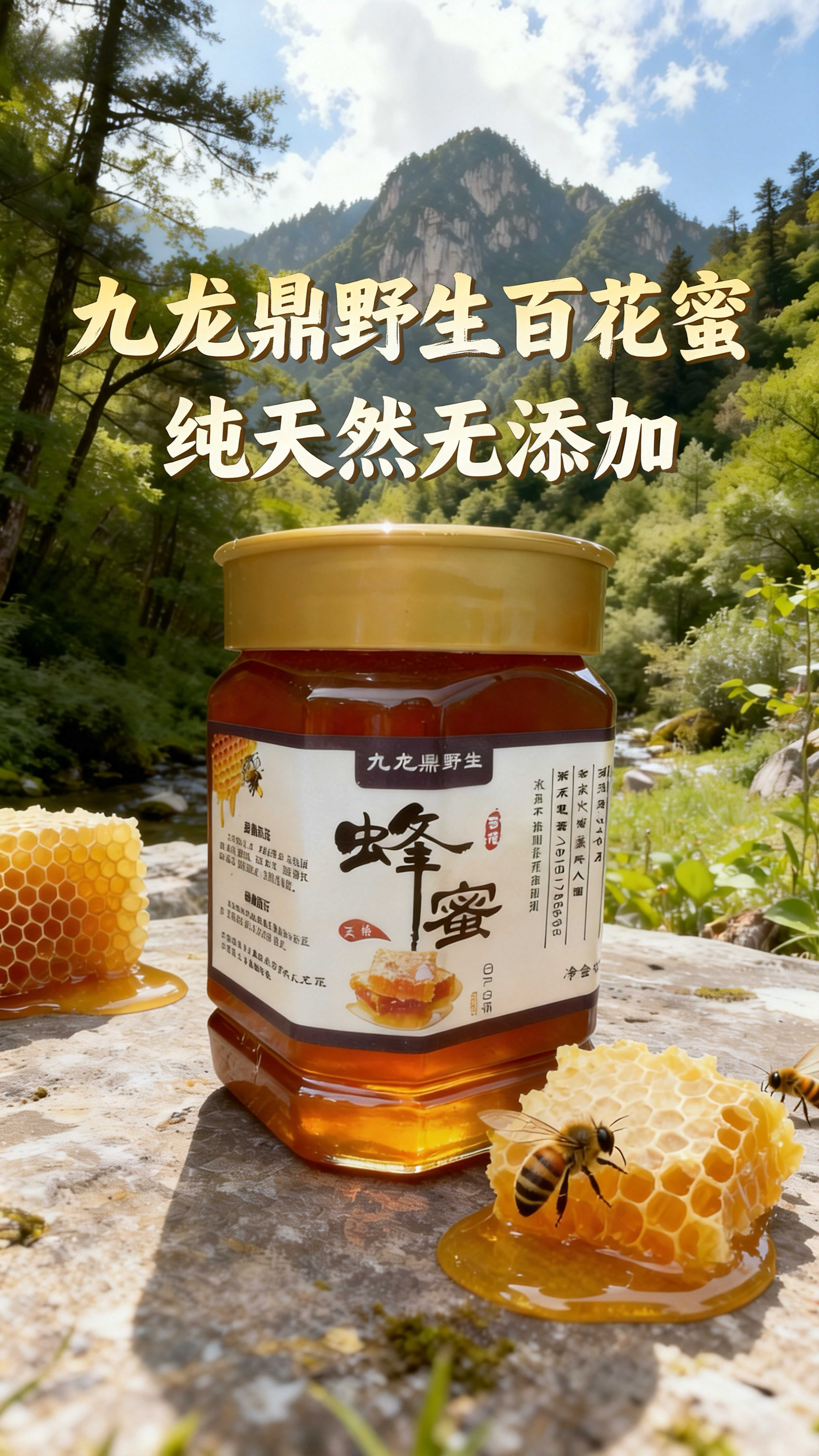 秦岭人烟代卖 秦岭九龙鼎野生百花蜂蜜500g