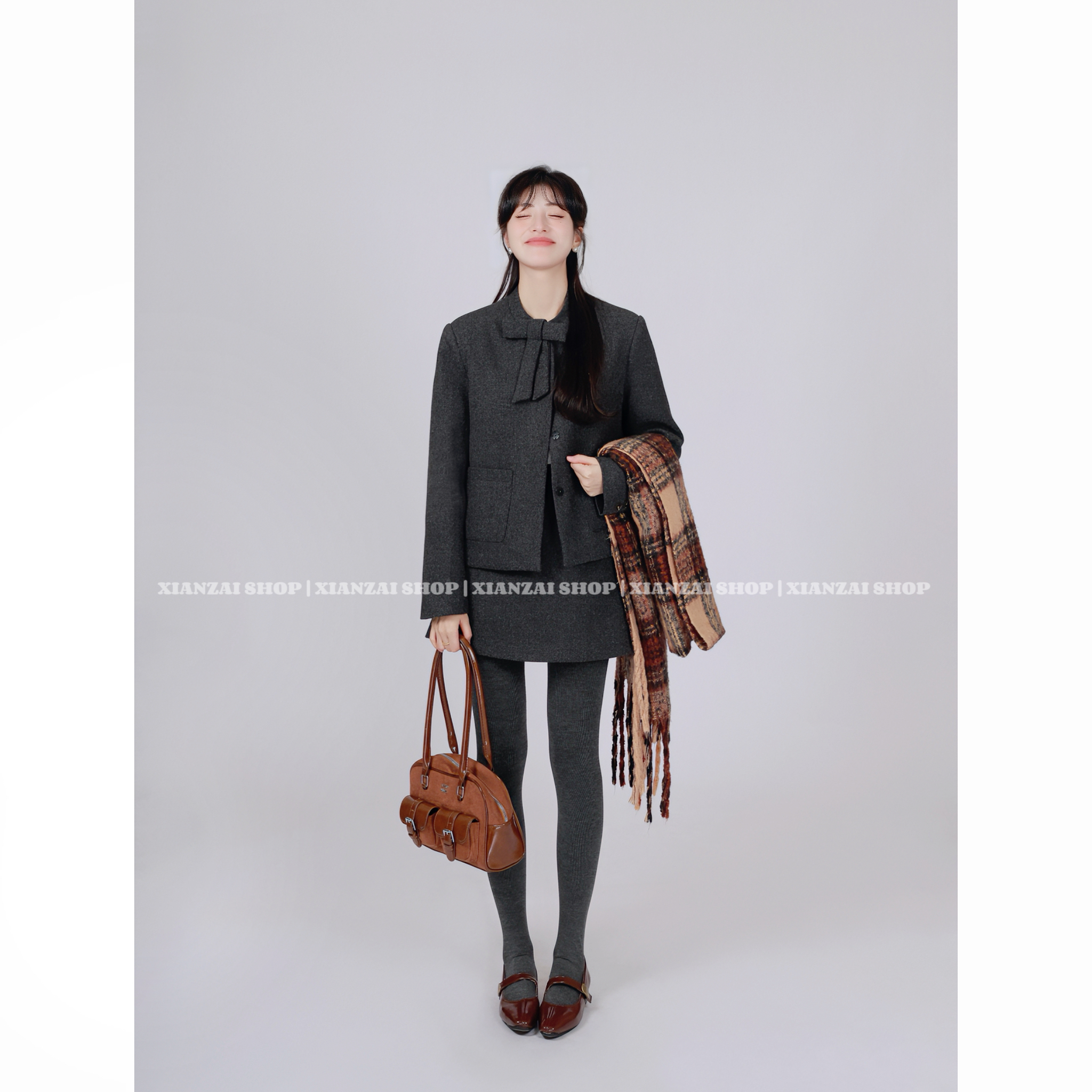 XIANZAI【捕梦少女鸭绒版】秋冬反季保暖羽绒服外套短裙两件套