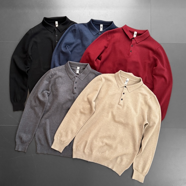 绵羊毛软糯老钱高级polo领针织衫