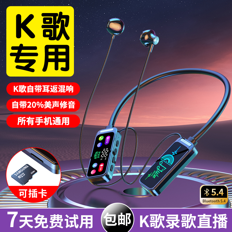 【升级高配版】无线挂脖蓝牙K歌直播混响带麦克风降噪通话变音通用