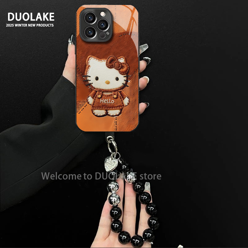 复古kt猫适用苹果vivo华为oppo小米iPhone17电镀玻璃防摔手机壳潮