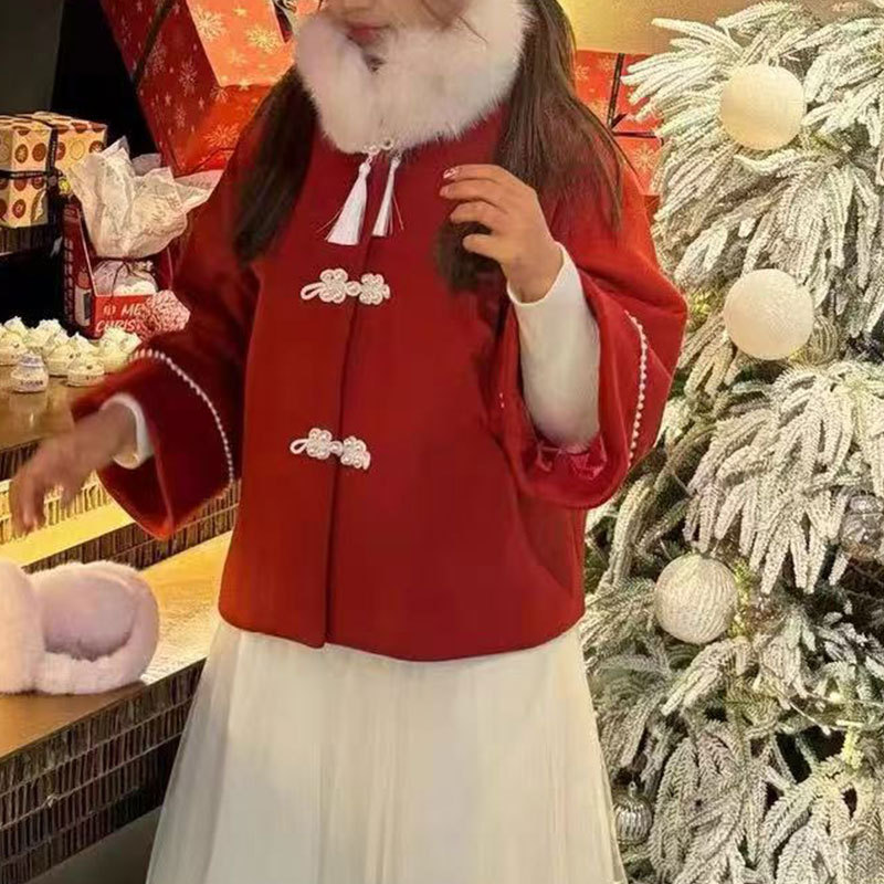 秋冬季新款改良盘扣长袖遮肉显瘦百搭新中式文艺汉元素外套上衣