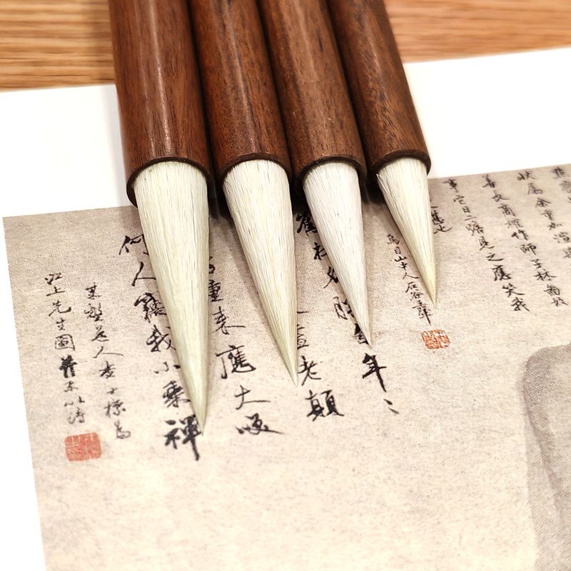 纯羊毫加健毛笔 红木粗笔杆大中小楷篆书隶书行书颜体国画染色