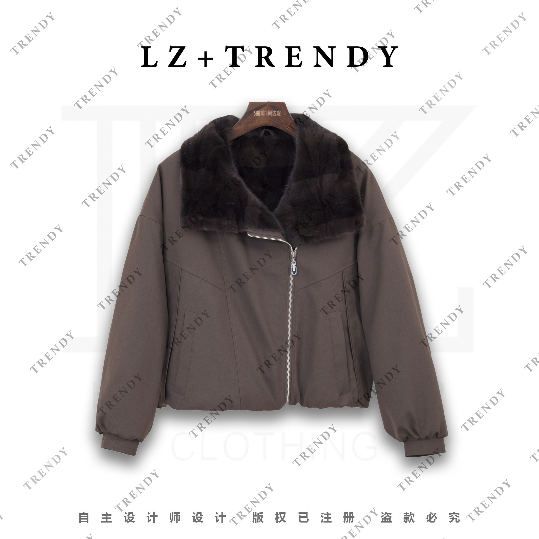 【极简主义】冬季保暖水貂内胆中空纱轻奢皮草氛围感外套-6273