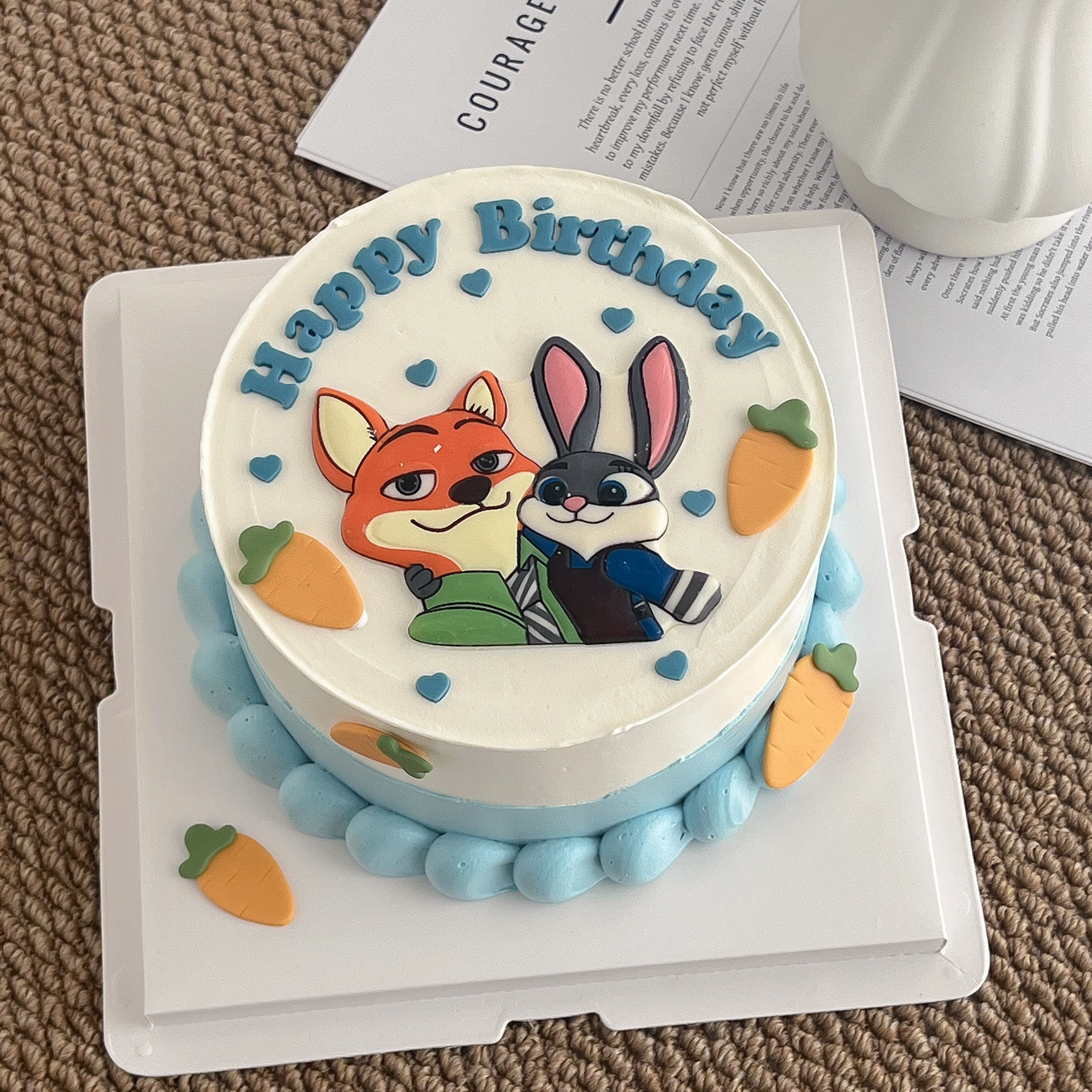 网红动物城巧克力蛋糕装饰烘焙插件朱迪和尼克兔子狐狸甜品可食用