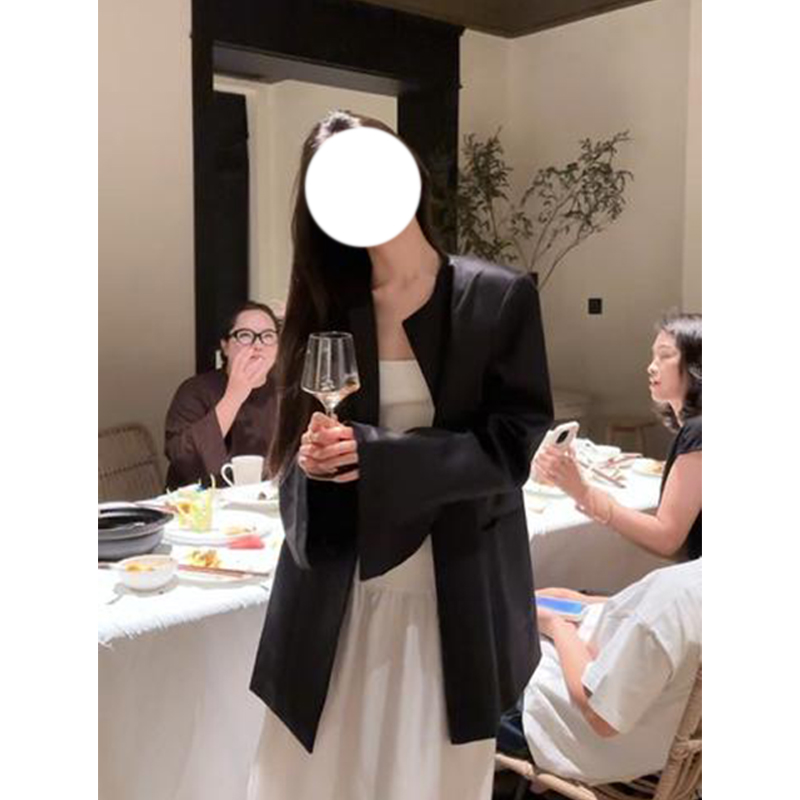 MARIE.COCO轻奢高级感女人味黑色长袖西装外套女秋季连衣裙两件套