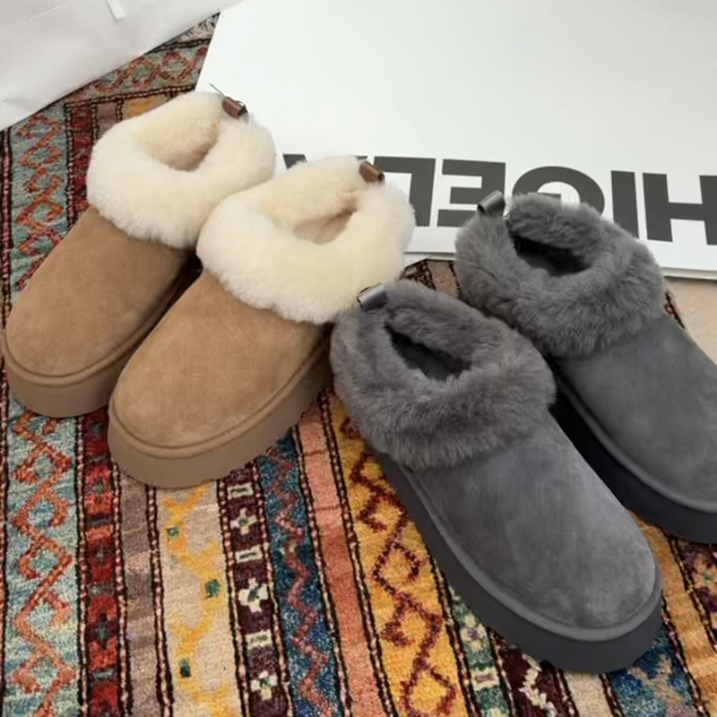 诗歌兰厚底雪地靴女冬季2025新款防滑百搭加绒保暖毛毛鞋79901-1