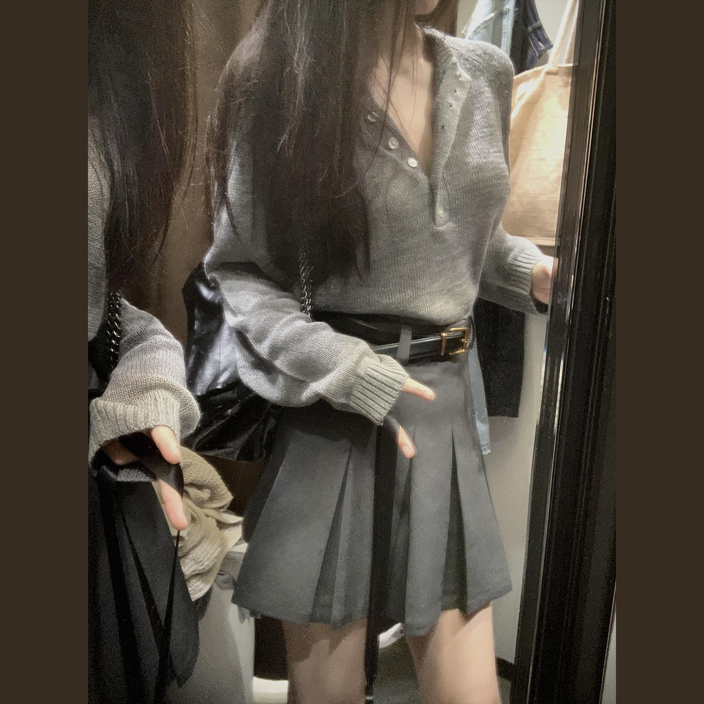 韩系学院风针织连衣裙子女早秋2025新款高级感巨好看穿搭一整套装