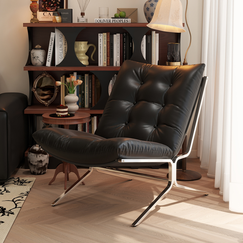 欧姆休闲椅包豪斯风单人沙发椅极简轻奢巴塞罗那单人沙发椅靠背椅