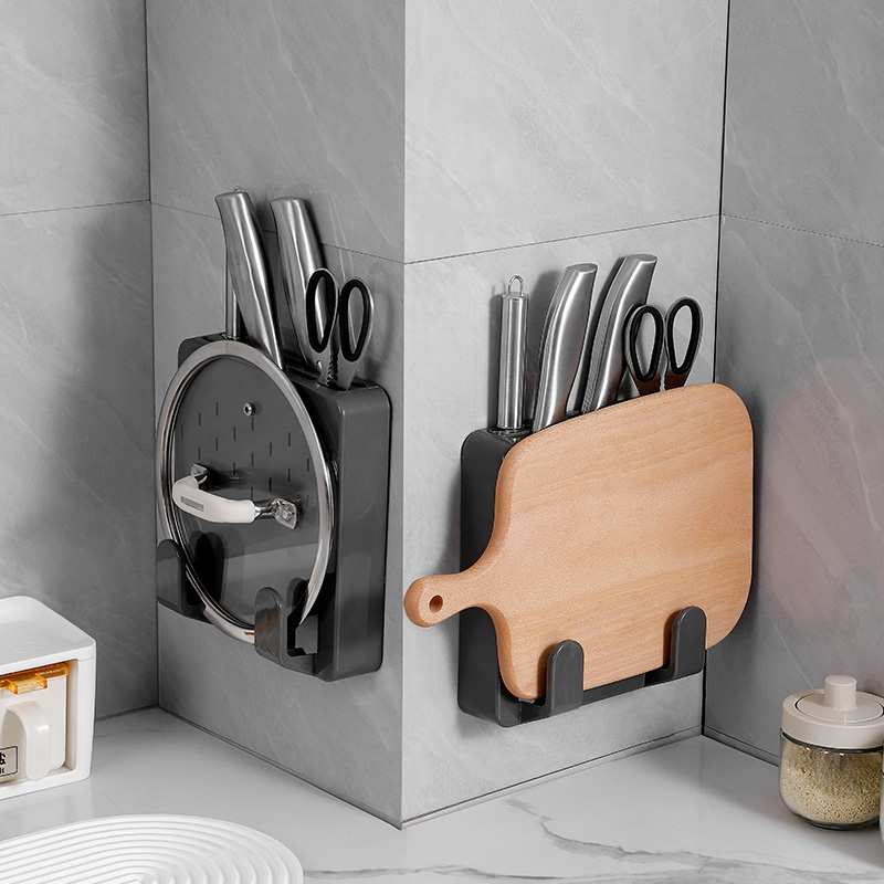 刀架菜板架一体厨房置物架家用壁挂式免打孔砧板收纳架锅盖架刀座