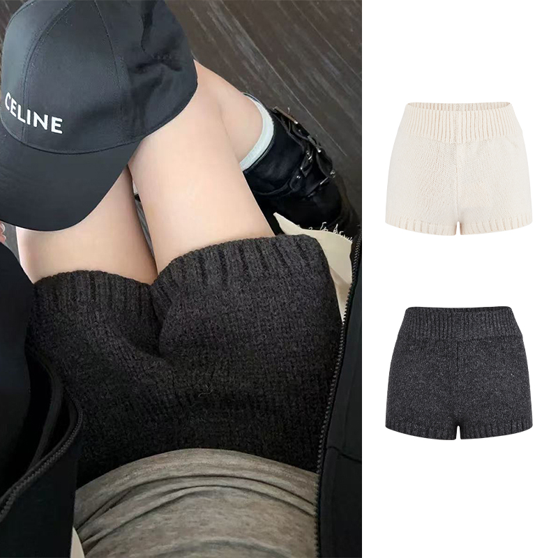 Moses Queen/魔西女王miu系百搭针织短裤高腰阔腿休闲毛衣裤秋冬
