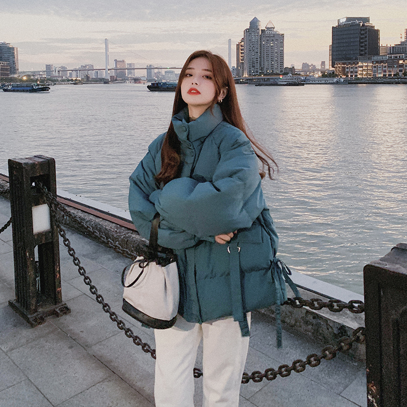 独特超好看绿色短款羽绒服女冬2025新款设计感小众韩系白鸭绒外套