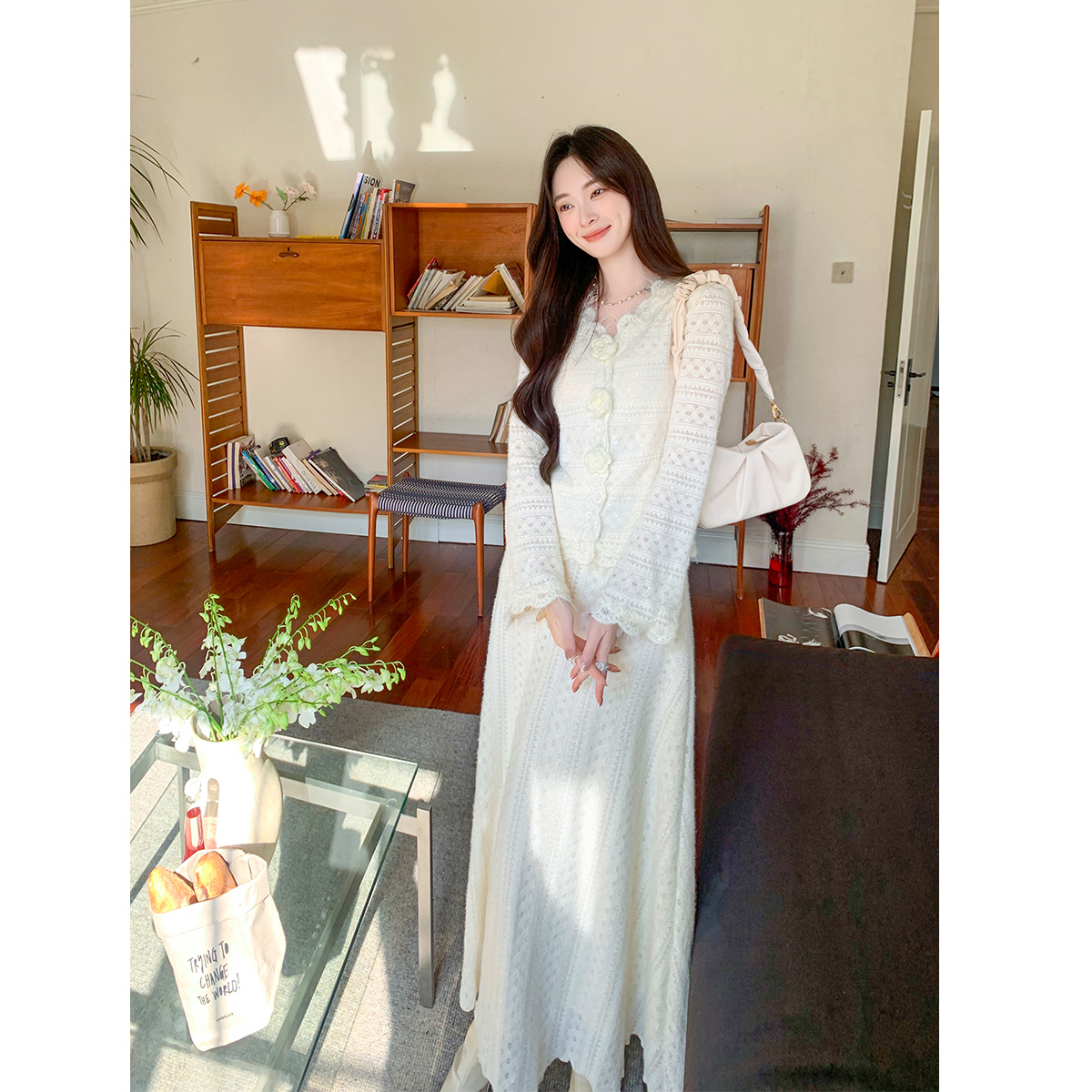 GERTCOREL2025新款秋冬季法式修身针织衫上衣半裙小香精致套装女