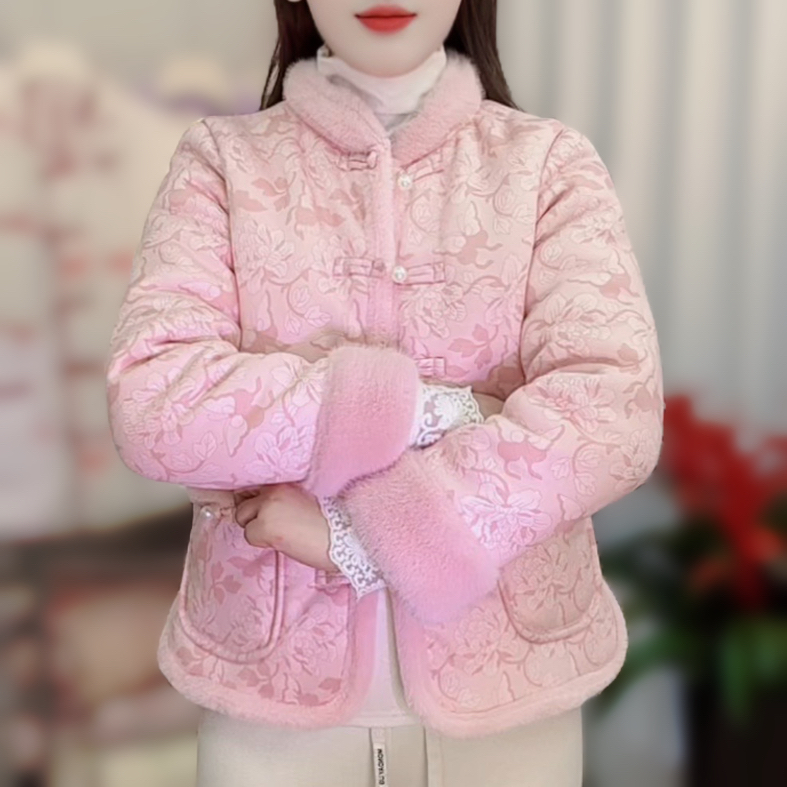 冬季新款加绒加厚棉服女保暖棉衣冬季休闲外出棉袄高级外套