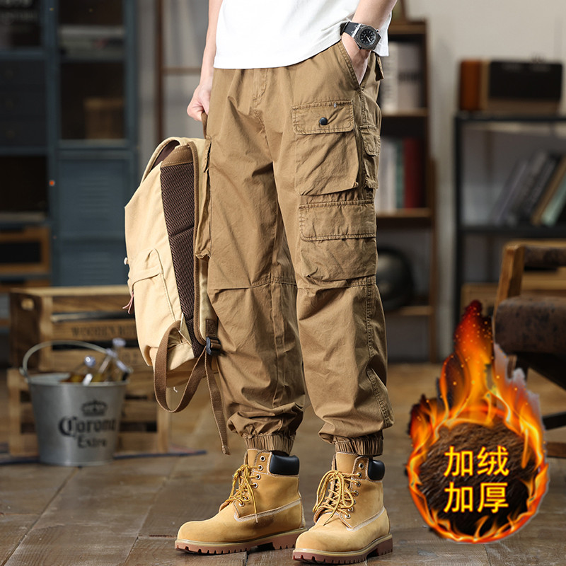 308加绒多口袋宽松版型工装裤纯棉街潮运动时尚百搭束脚长工装裤