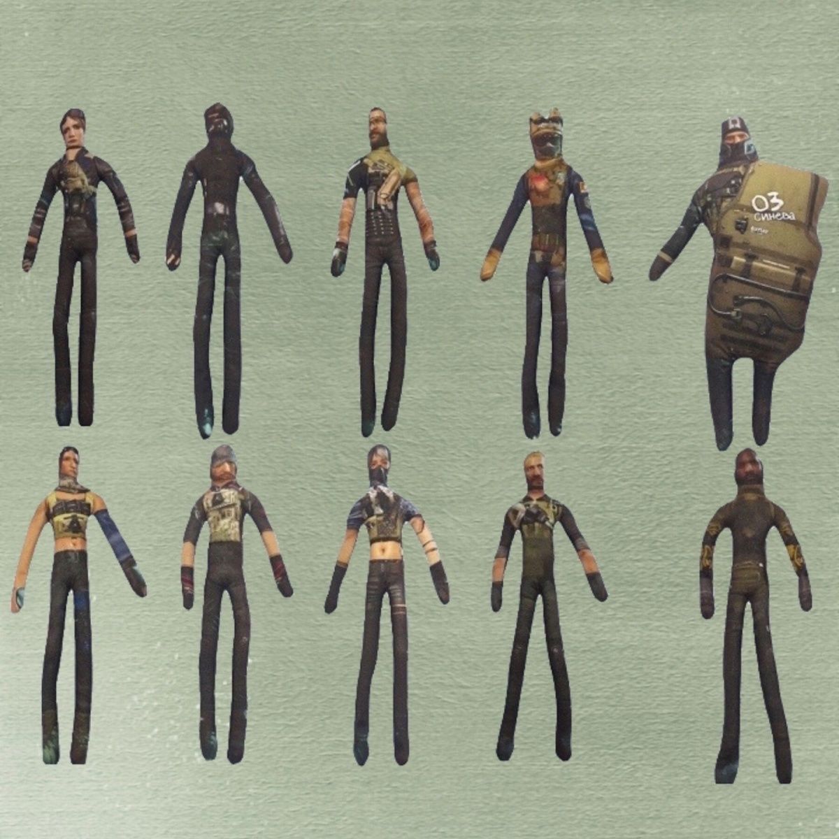 三角洲行动游戏周边抽象化人偶带骨架铁丝可活动毛绒布艺玩偶人形