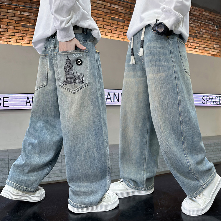 儿童装男童秋季牛仔长裤2025新款中大童春秋款男孩春季炸街牛仔裤