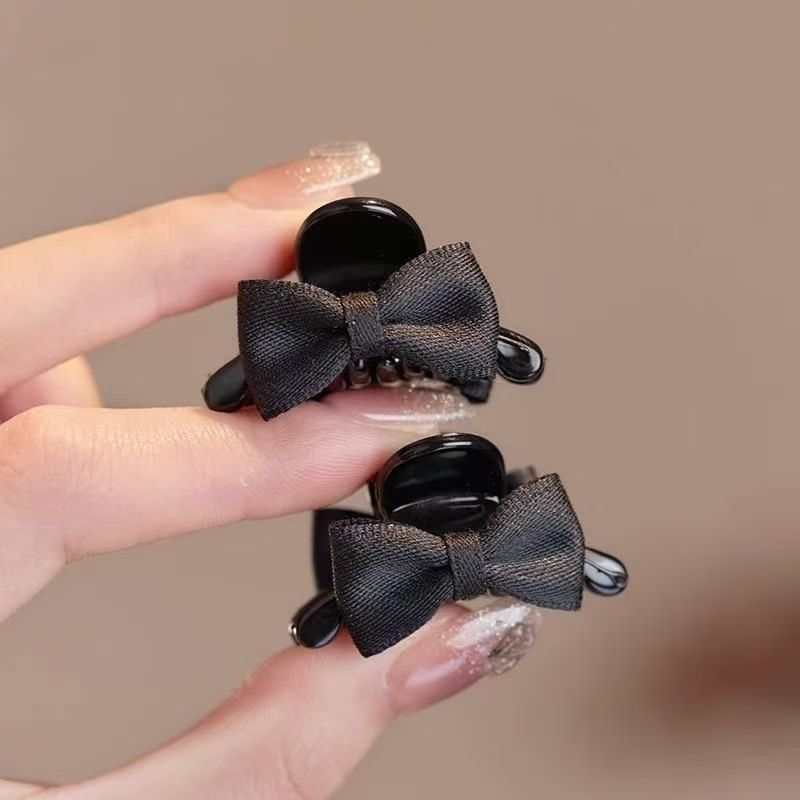 洋气蝴蝶结黑色小号公主头饰网红侧边刘海夹时尚发卡精致发夹女