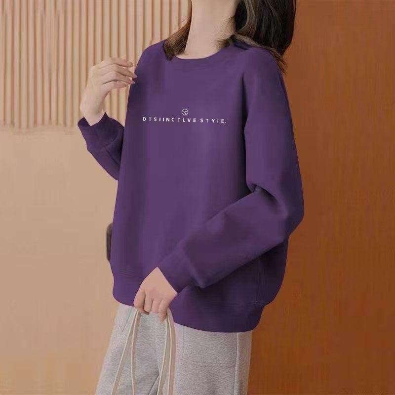 韩版秋冬季胖mm时尚百搭卫衣女宽松大码套头外套休闲圆领加绒上衣