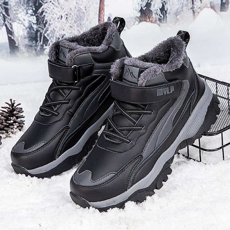 中老年安全老人鞋男冬季皮面防水棉鞋防滑加厚爸爸鞋中老年雪地靴