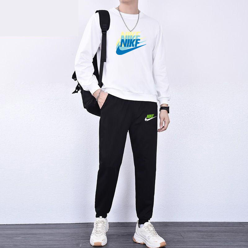 NK男士休闲宽松运动套装春秋季新款长袖印花卫衣长裤跑步两件套男
