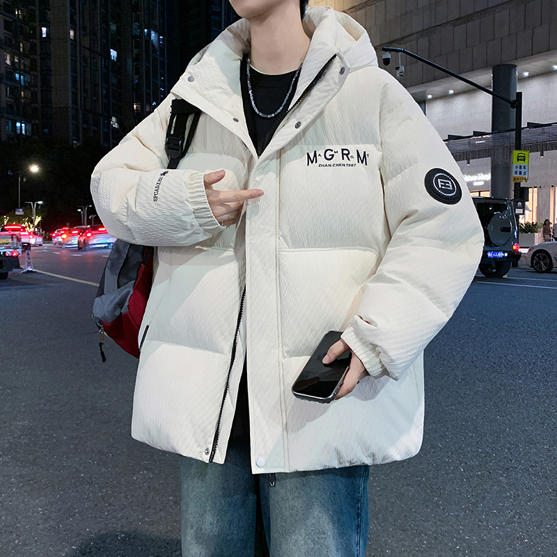 羽绒服冬季新款美式男生加厚连帽外套休闲简约保暖男厚款羽绒外套