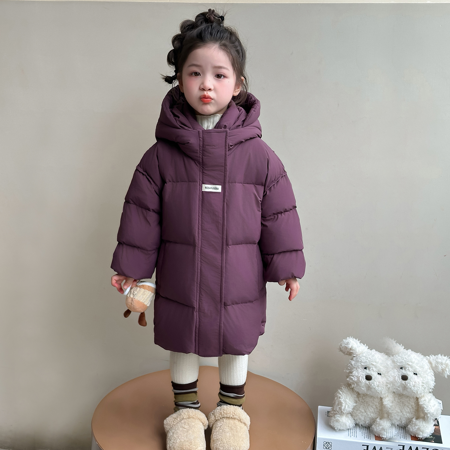 女童羽绒服冬季长款过膝洋气新款儿童休闲保暖加厚白鸭绒冬款外套