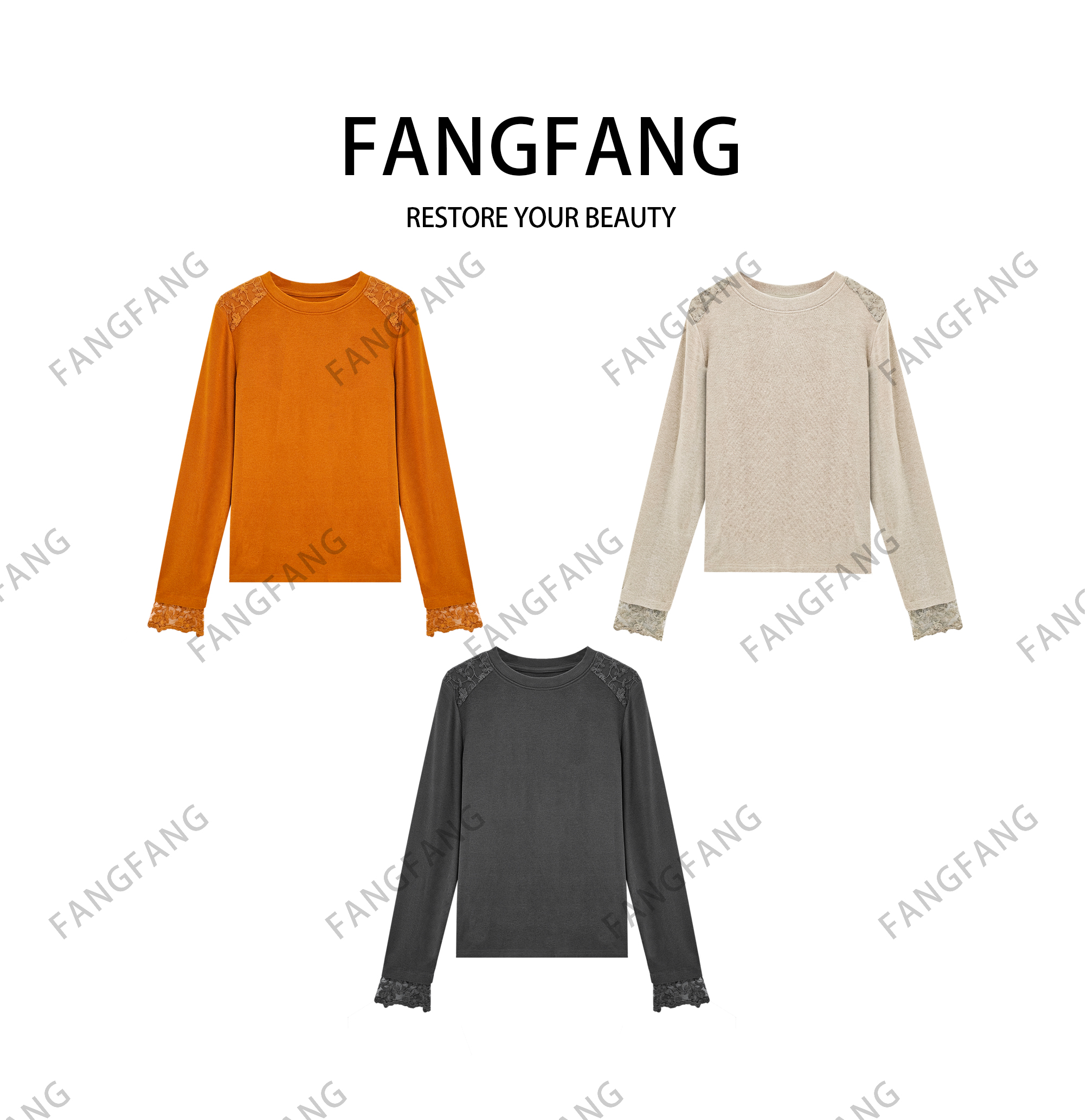 冬季毛针织衫女装打底衫秋冬款女士蕾丝毛衣领口衫上衣设计师5288