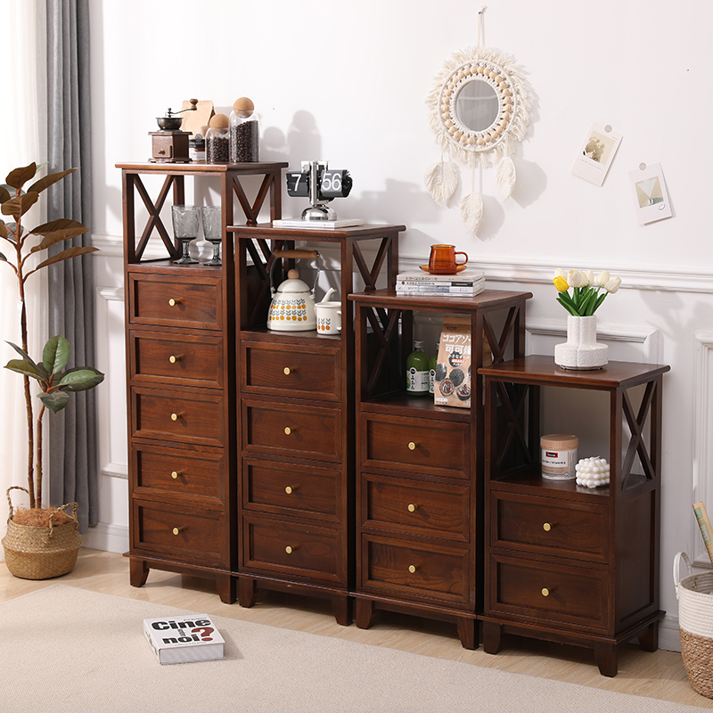 美式实木斗柜床头柜家用卧室储物柜多层收纳柜客厅边柜抽屉柜整装