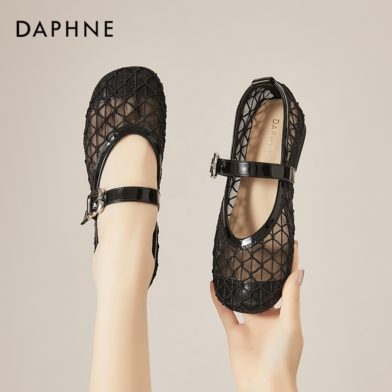 达芙妮内增高透气网纱凉鞋女软底圆头单鞋夏季不累脚玛丽珍妈妈鞋