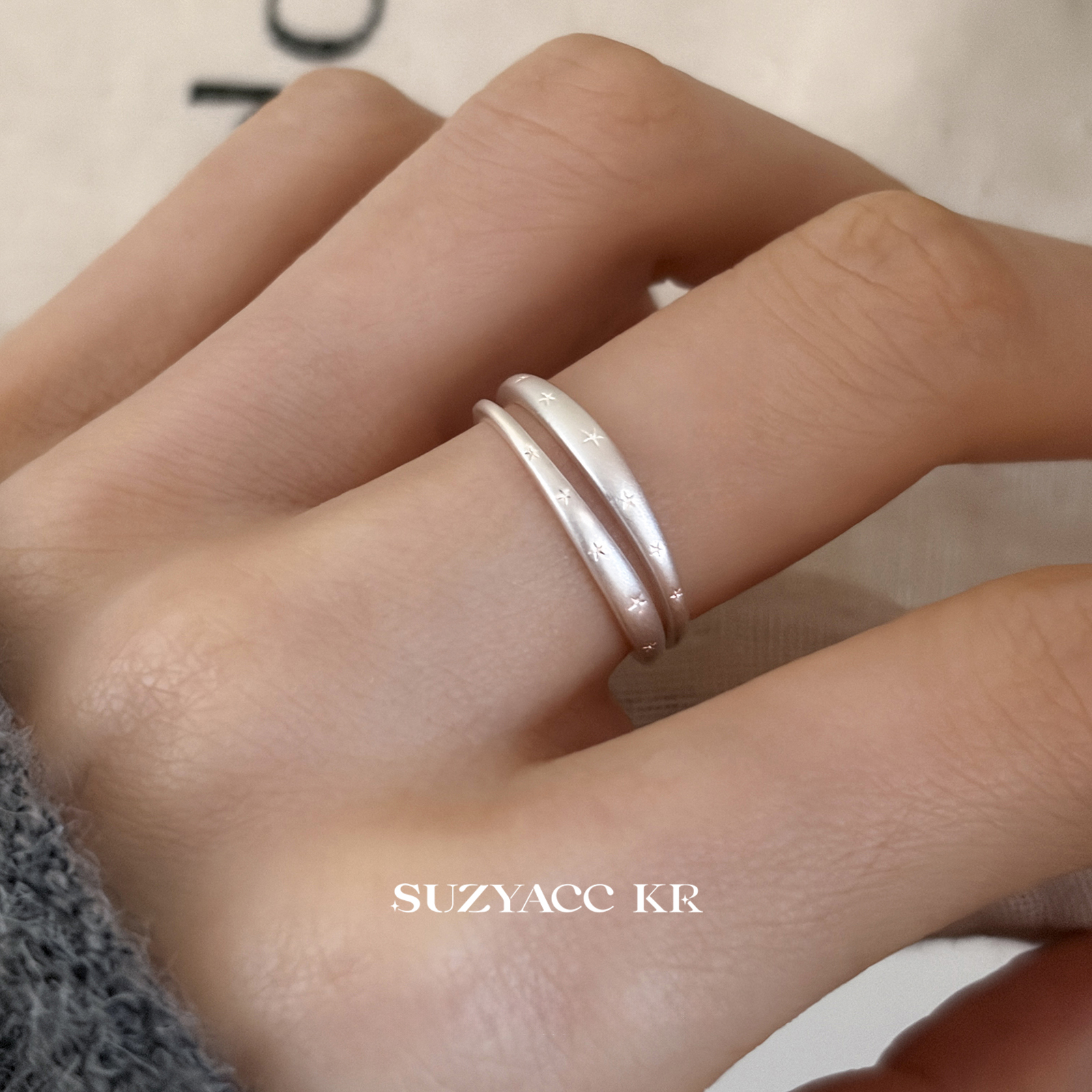 Suzyacc Kr 925银戒指 【星愿】银河星光戒指时尚百搭小众DJ0130