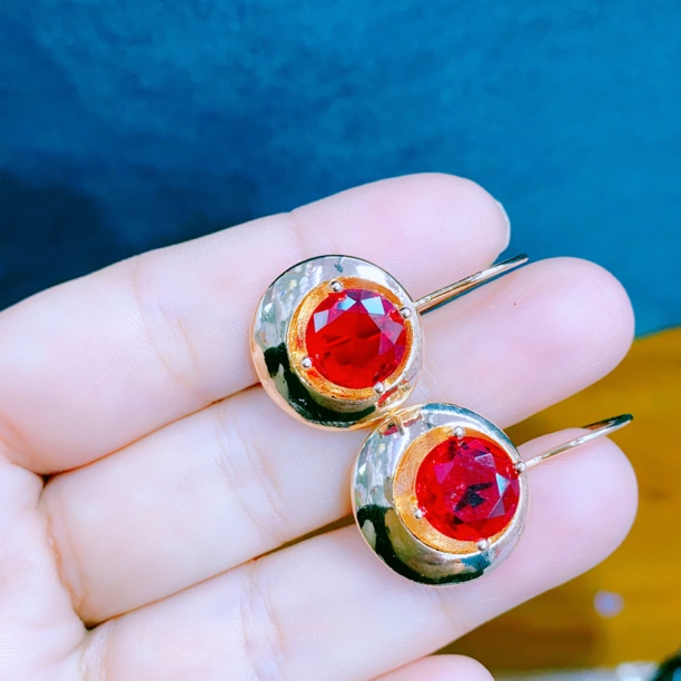 合金玻璃耳饰 红色aybaldak耳环 妈妈款    时尚洋气民族风