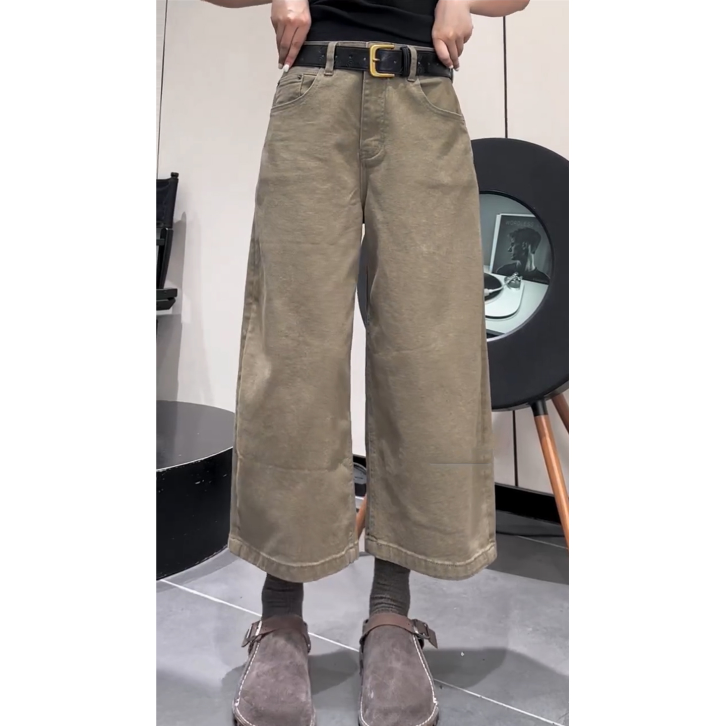 九分阔腿裤显瘦牛仔裤子秋季新款女梨形身材直筒裤时尚百搭工装风
