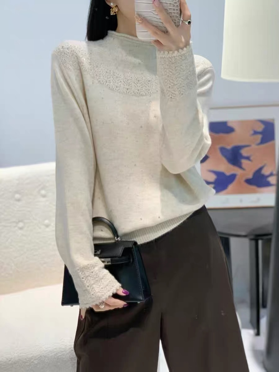 烫砖半高领~毛衣冬季款洋气百搭纯色毛衣针织衫女打底衫上衣