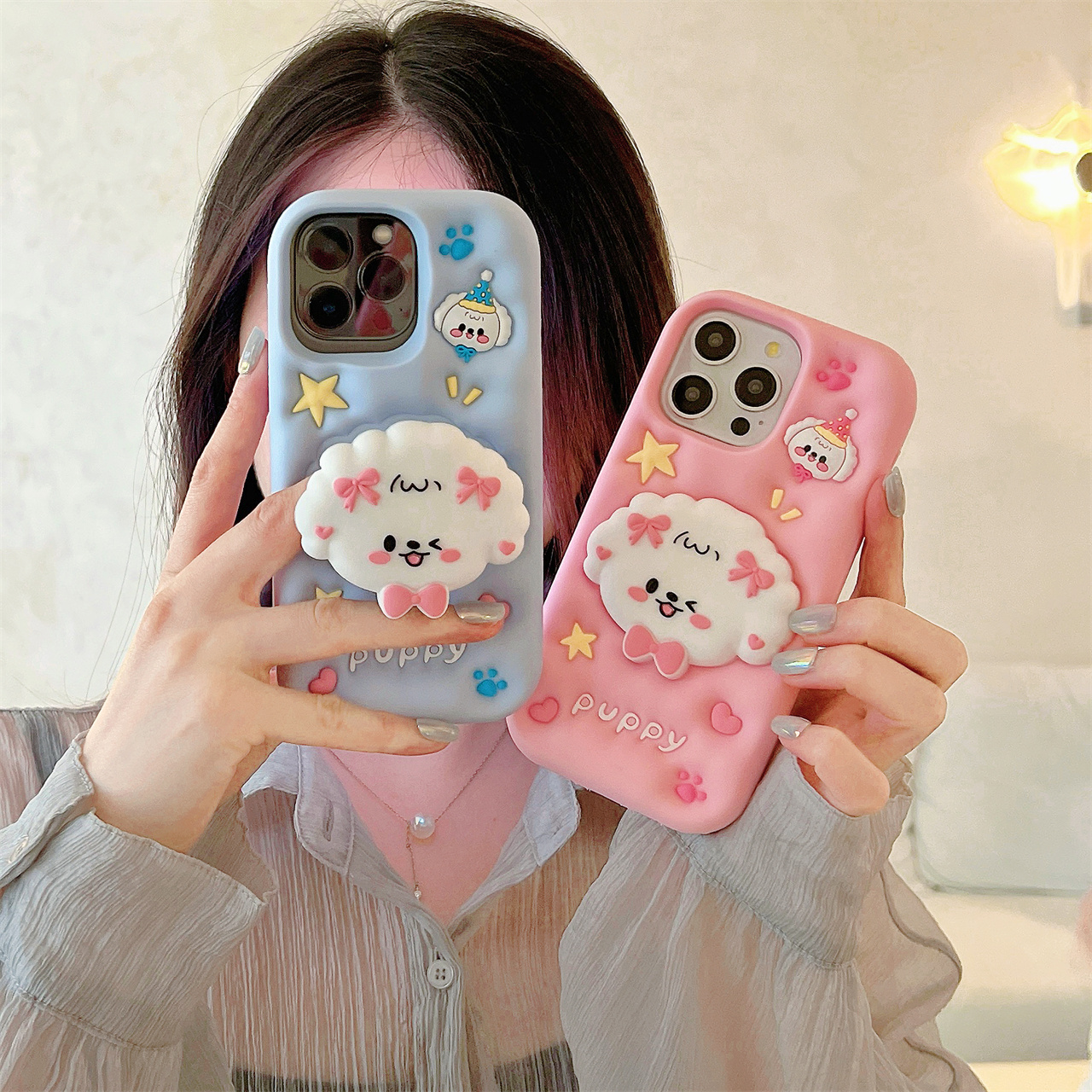 苹果|可爱立体支架狗狗适用iPhone17Air女款立体全包硅胶软手机壳