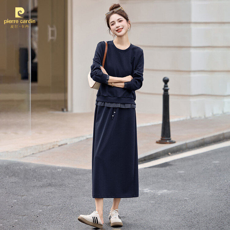 皮尔卡丹秋冬显瘦气质时尚女款冬裙套装小个子小香风通勤洋气高级
