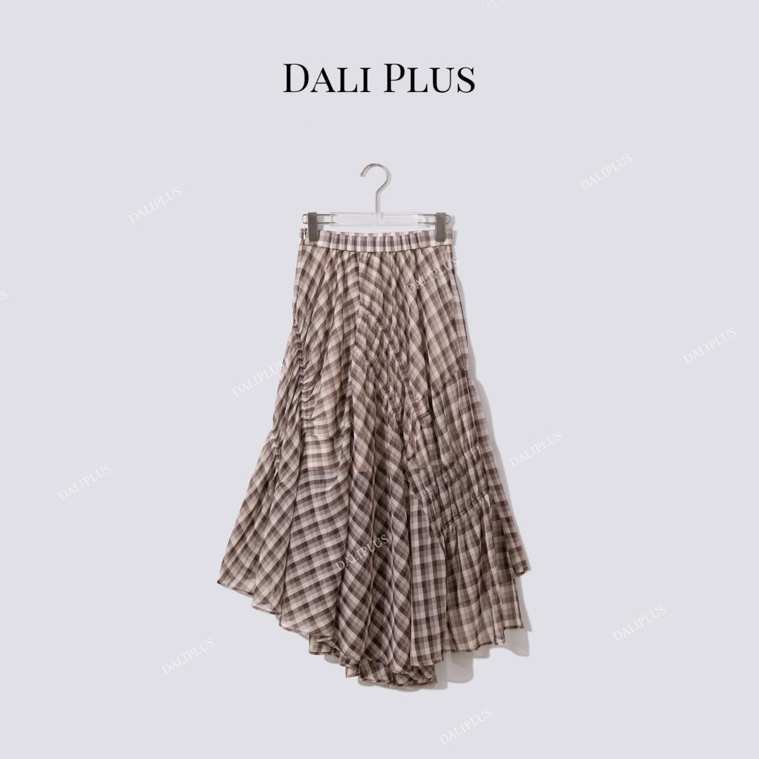 DALI PLUS“不规则秋冬格纹半裙”格子半身裙-D5CH4304