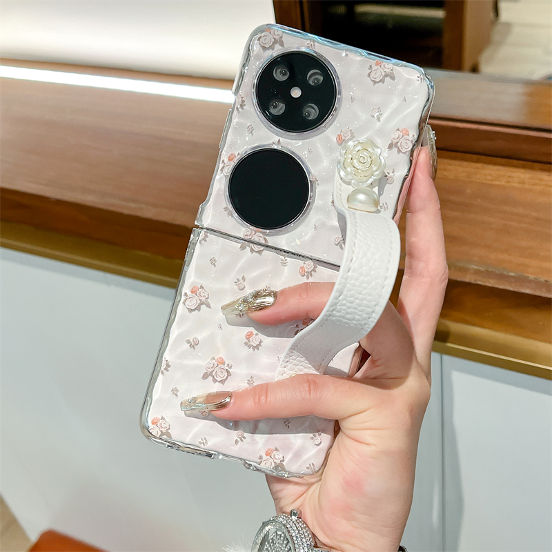 适用于华为pocket2手机壳水波纹玫瑰花pocketS折叠屏女款保护套