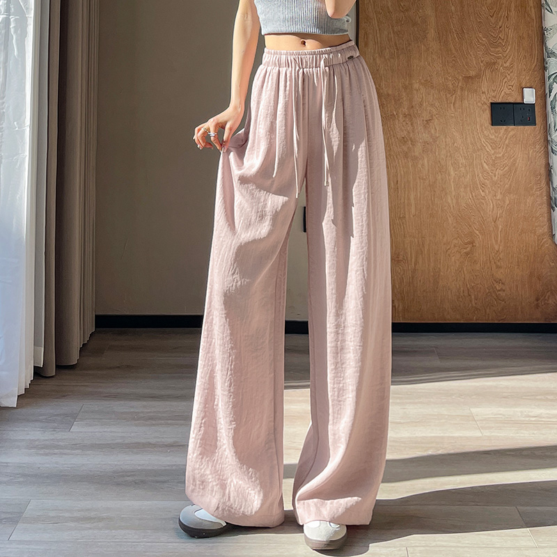 奶芙山本裤女春秋2025新款休闲小个子运动裤慵懒垂坠白色阔腿裤女