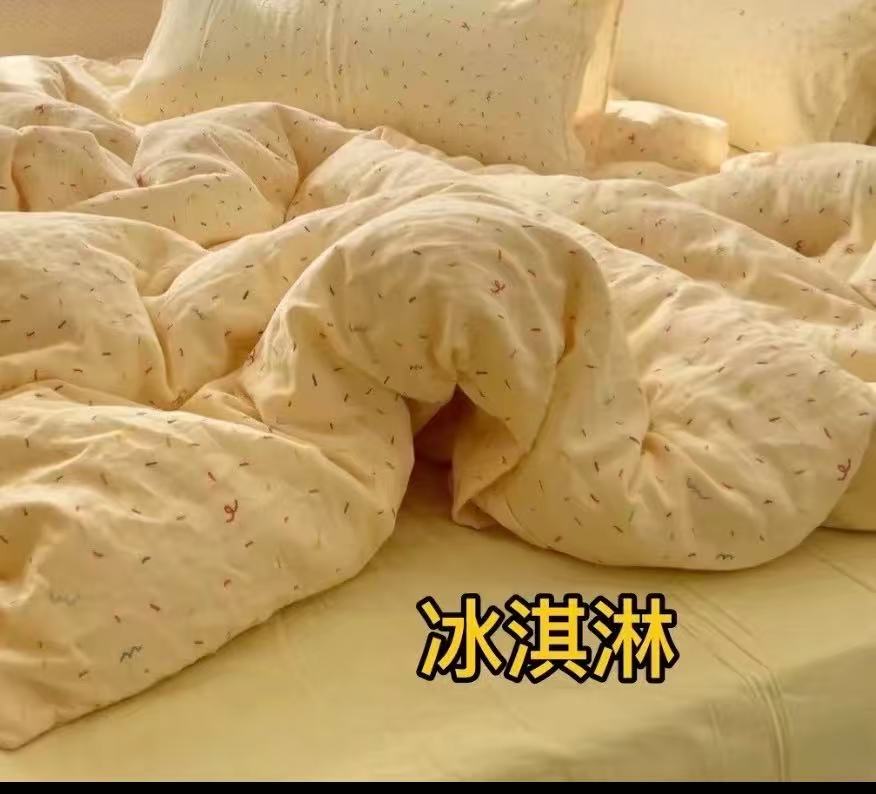 家居A类母婴级100%全棉双层纱纯棉柔软双人四件套家用单人三件套