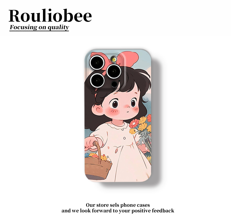 可爱鲜花小女孩适用苹果17/16promax手机壳华为oppo小米vivo菲林