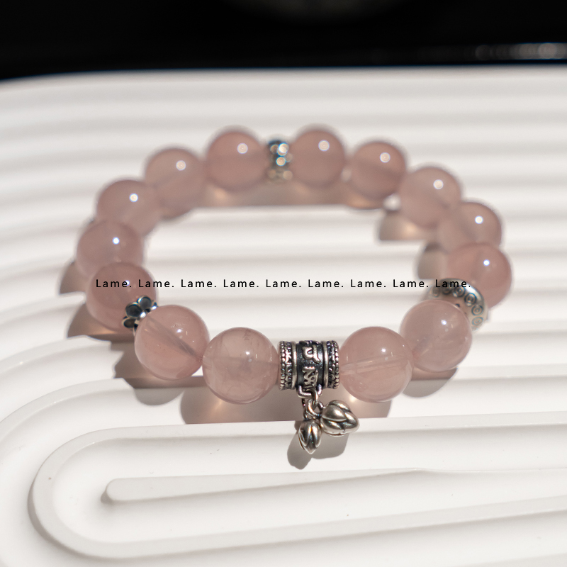 露思同款拉蜜天然粉水晶手链女S925纯银马粉手串送闺蜜女友礼物