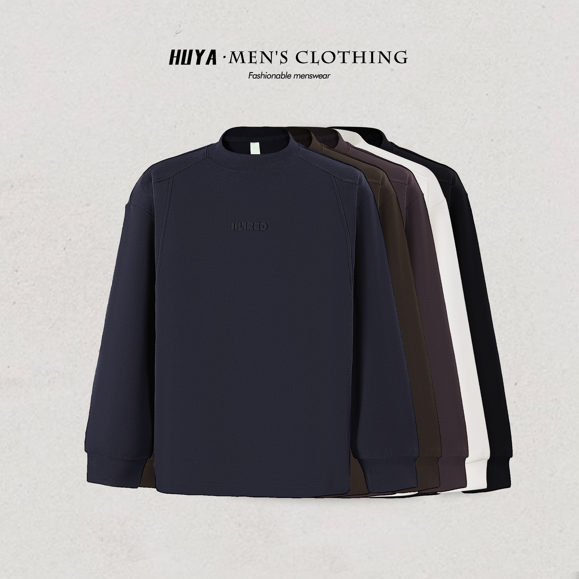 虎牙兄弟男款圆领卫衣2025冬季双面德绒保暖聚热内搭打底衫K58031