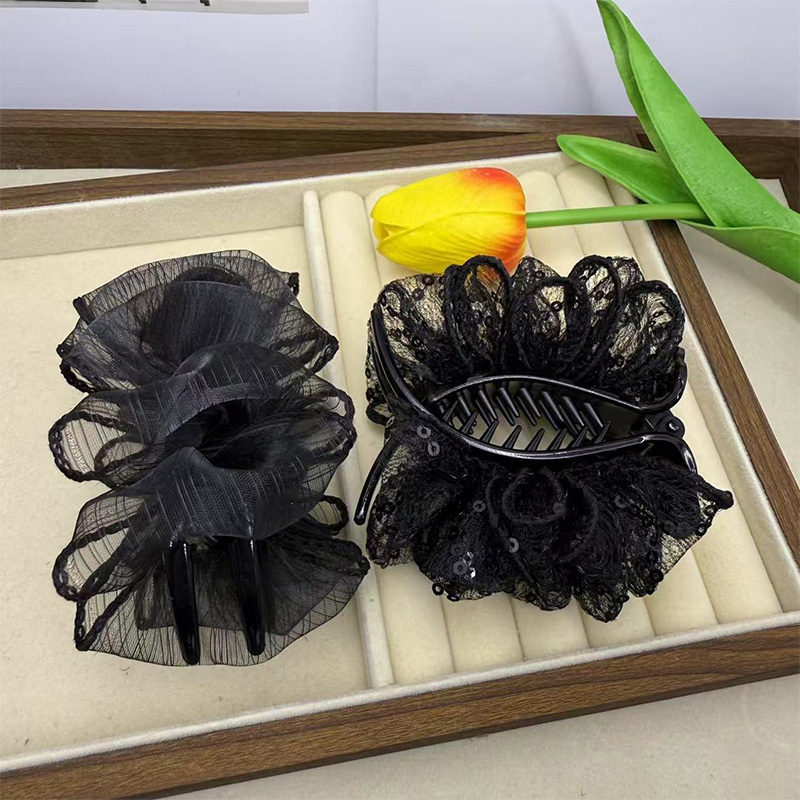 云朵泡泡褶皱碎花丸子头抓夹发饰2025新款高级感后脑勺头发发夹女