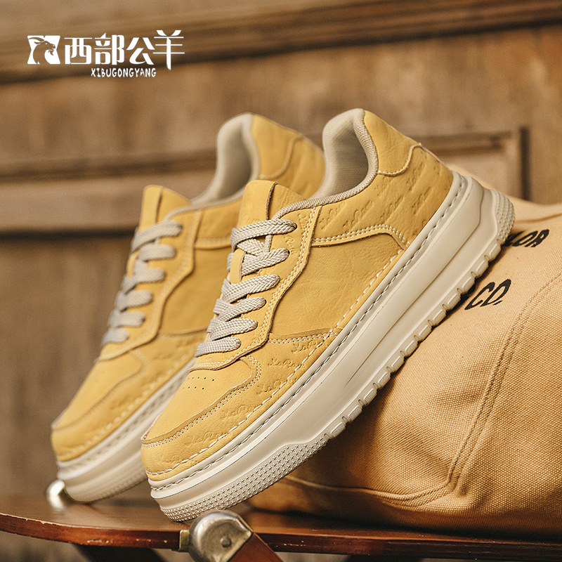 西部公羊官方旗舰官网正品男鞋秋冬季高帮休闲板鞋轻奢工装鞋