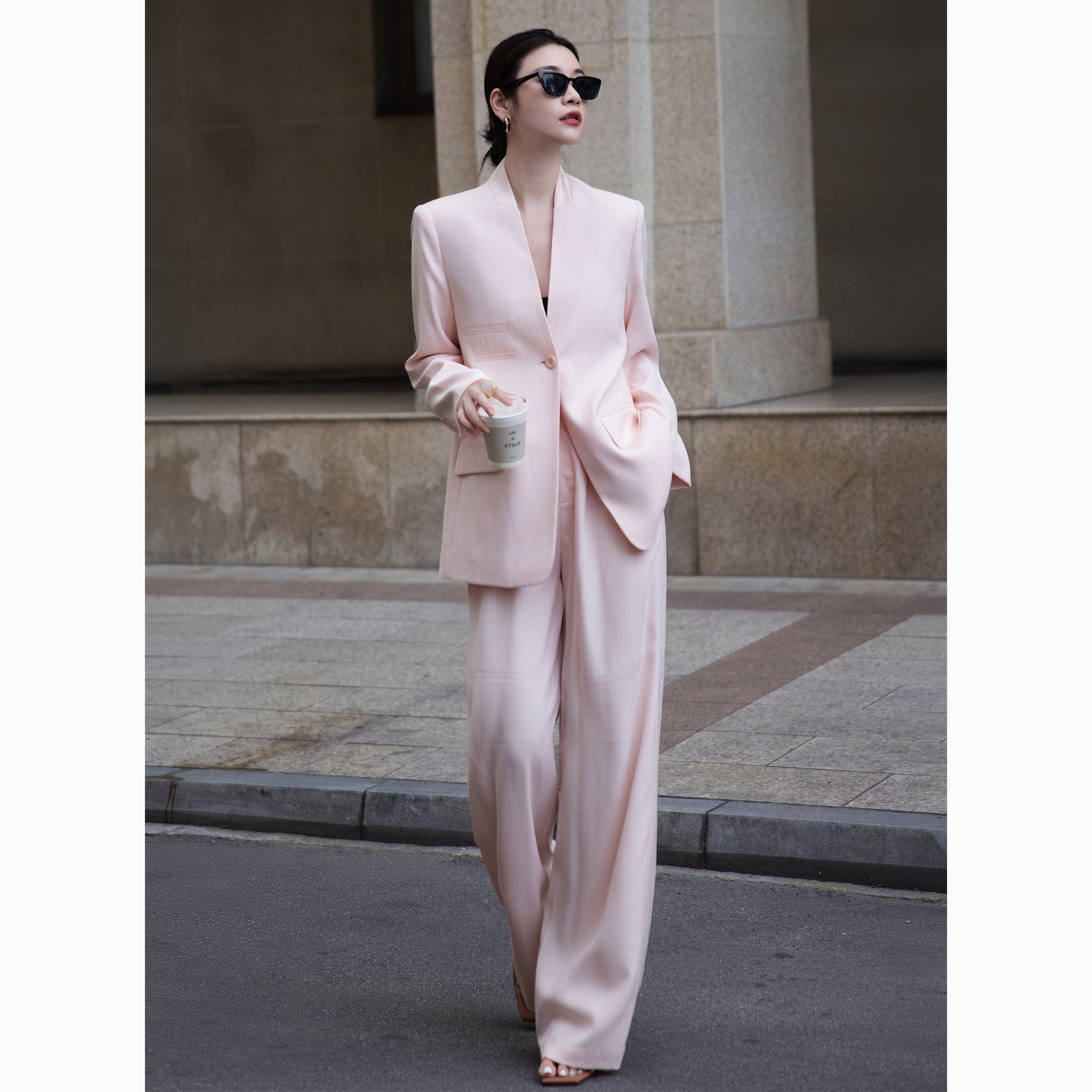 ZEROYK高端女装2025秋季新款气质女神范百搭宽松西服阔腿裤两件套