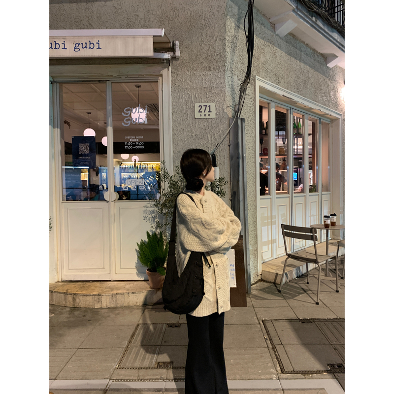 ZHONG HE· 25秋新经典廓形重磅全羊毛麻花开衫外套女