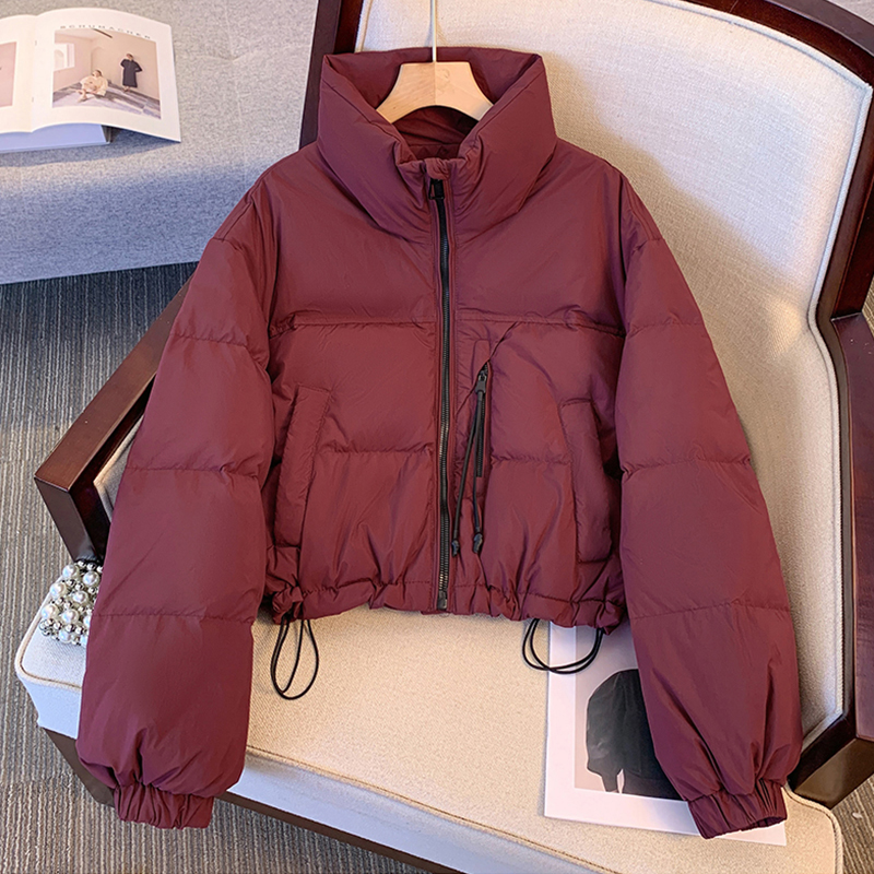 【507】爆款酒红色棉服女冬季面包服立领外套2025新款棉衣学生棉袄