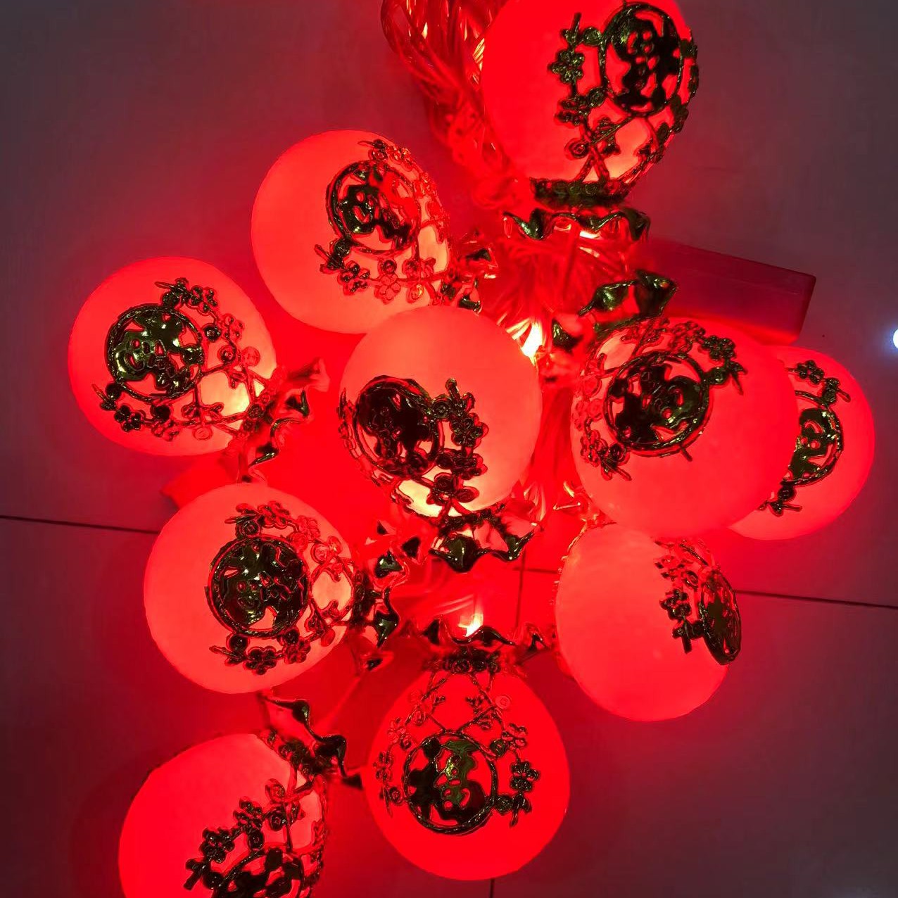 新款LED金福福袋钱袋灯笼发财灯笼串灯家用结婚客厅春节灯装饰灯